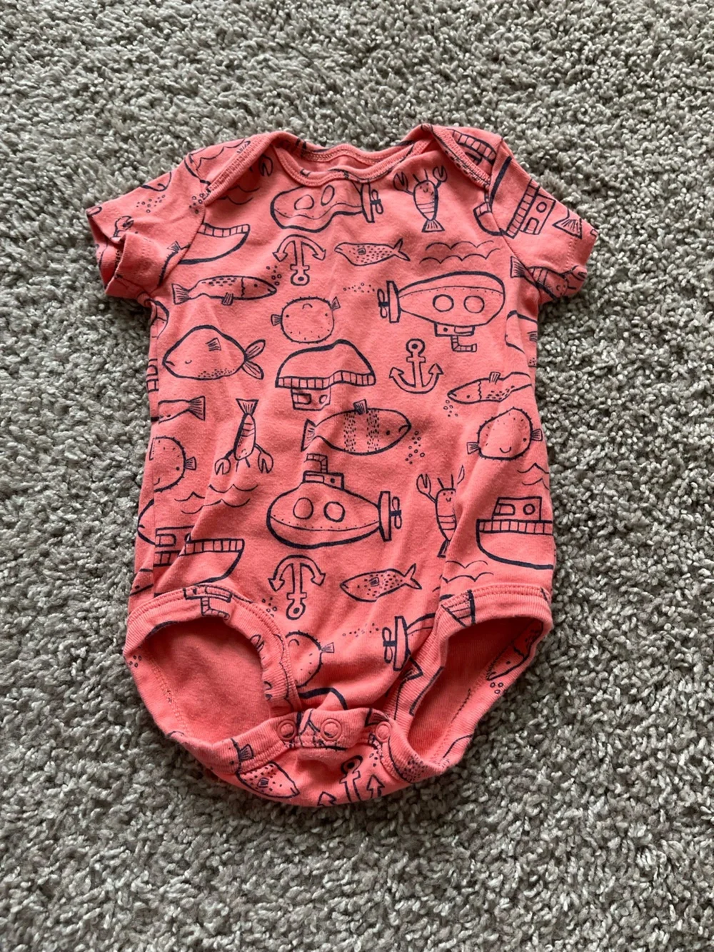 Carter's Coral Nautical Print Baby Tee